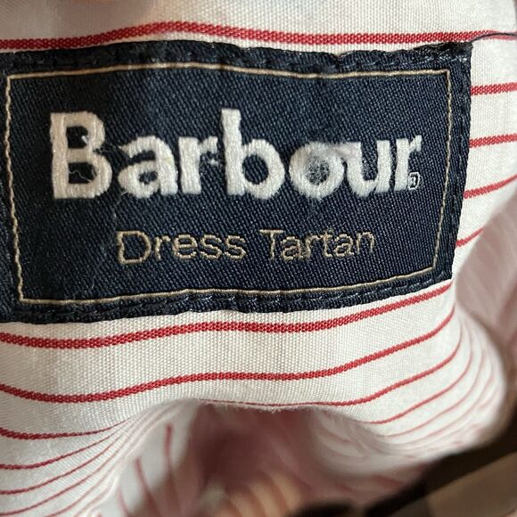 Barbour Shirt‎ Mens XL Red White Stripe Dress Tartan Collared Button Down - Picture 6 of 9